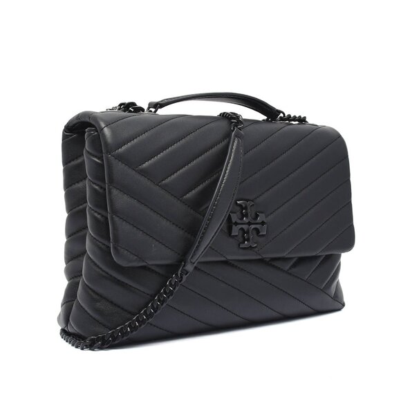 Tory Burch Kira Chevron Large Shoulder Bag – Black/Silver - Picture 3 of 10